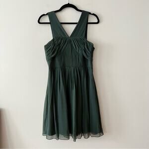 Tibi Forest Green Silk Mini Dress